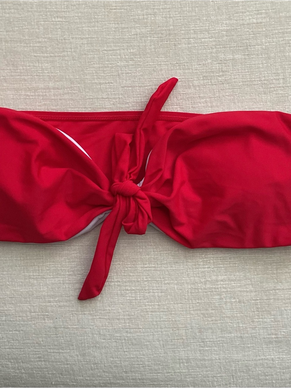 Red Tie-Front Bandeau Bikini Top - Women Swim